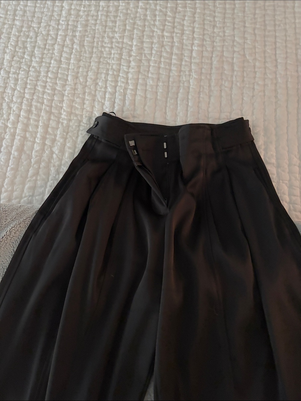 Black Women's Pleated Satin Pants